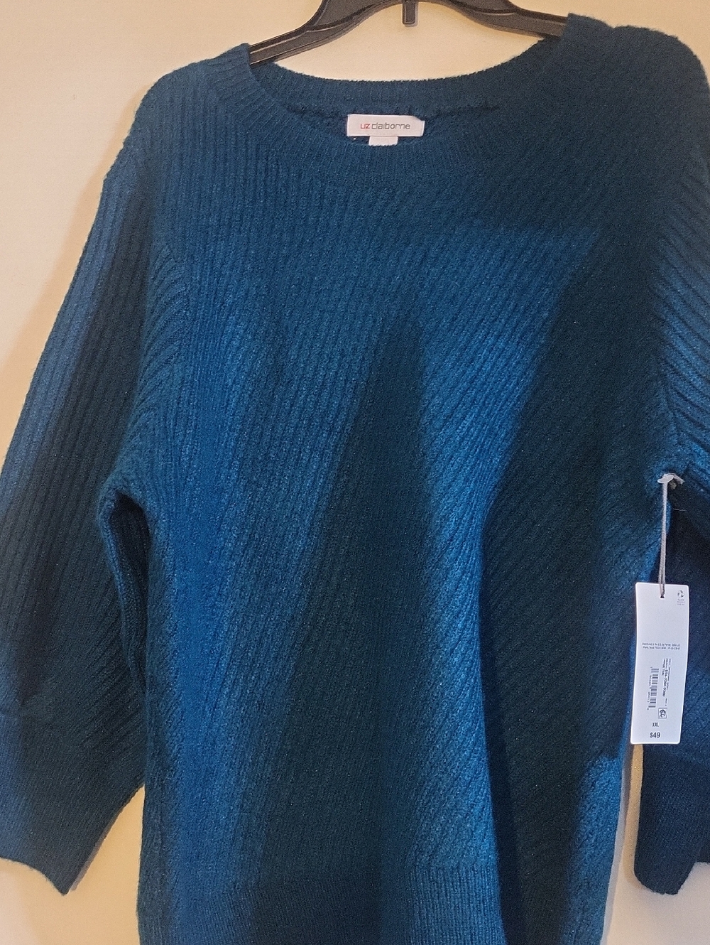 Liz Claiborne Deep Teal Ribbed Pullover Sweater